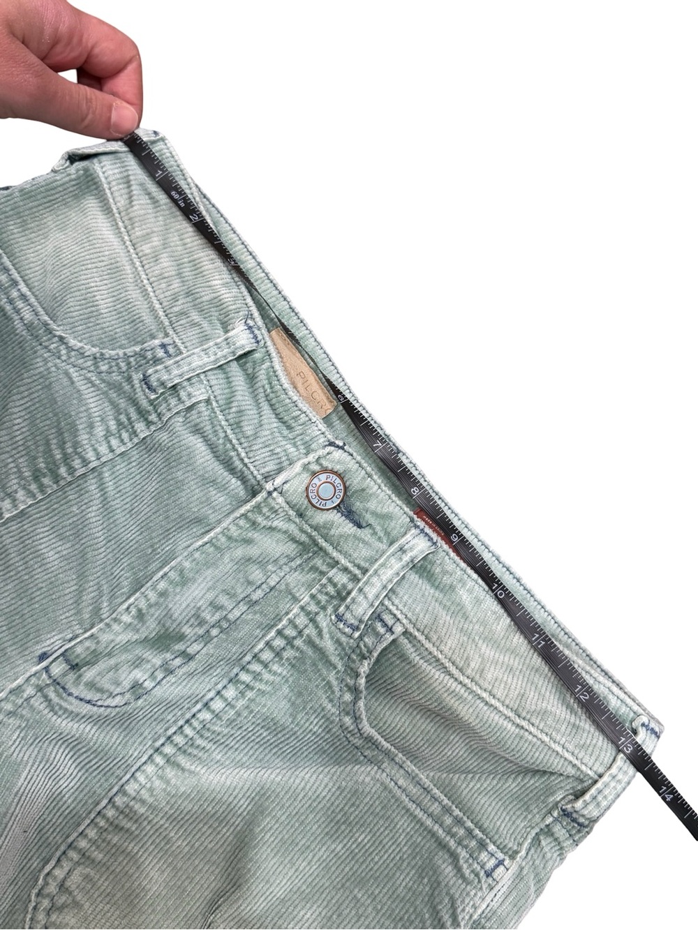 🌿 Anthropologie Pilcro The Icon Corduroy Flare Low Rise‎ Pants Green Size 26 - Picture 9 of 14